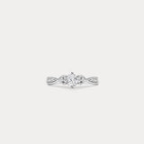 Grazioso｜Round diamond and French beaded diamond engagement ring