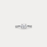 Trio｜Round diamond, double diamond, bead-set diamond engagement ring