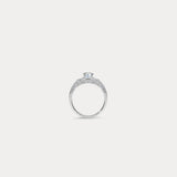 Trio｜Round diamond, double diamond, bead-set diamond engagement ring