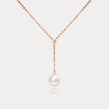 Clair de Luna | 8.5-9mm Japanese AKOYA seawater pearl cross Y-shaped necklace