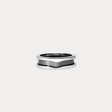 Widmung No.5-1｜Wide version slightly curved black plated two-tone wedding ring-MAN