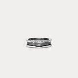 Widmung No.5-2｜Wide version slightly curved black diamond plated couple ring-LADY