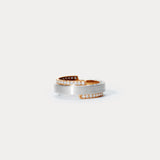 Widmung No.3-2｜Wide Version Staggered Two-Color Diamond Couple Ring-LADY