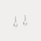 Chic｜Diamond-encrusted South Sea White Pearl Earrings
