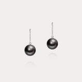 Quaver｜Linear Diamond Tahitian Black Pearl Earrings