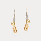 Déesse｜Dangling South Sea Gold Pearl Earrings